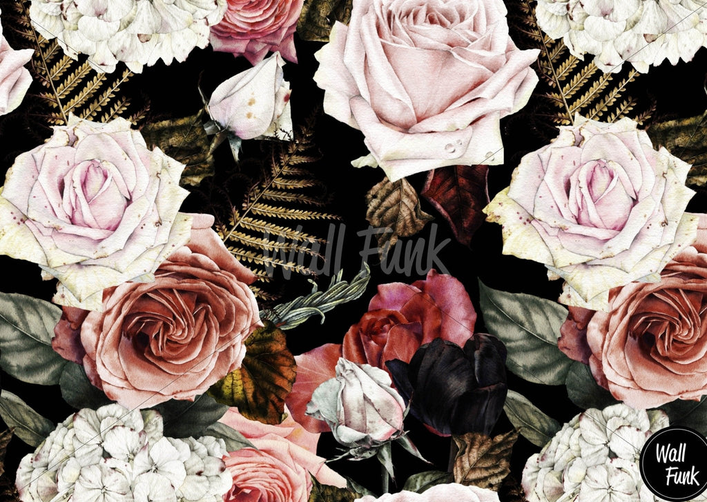 Dark Roses Floral Wallpaper Sample - Wall Funk