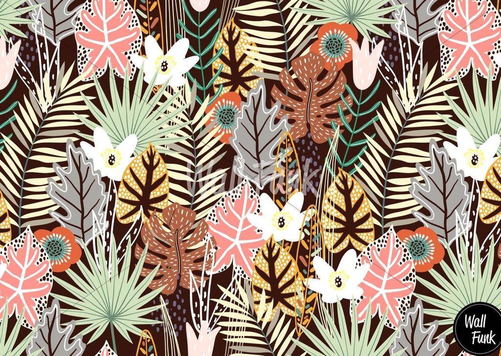 Dark Tropical Floral Wallpaper Sample - Wall Funk