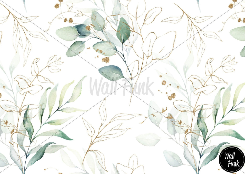 Delicate Leaves Watercolour Wallpaper Sample - Wall Funk