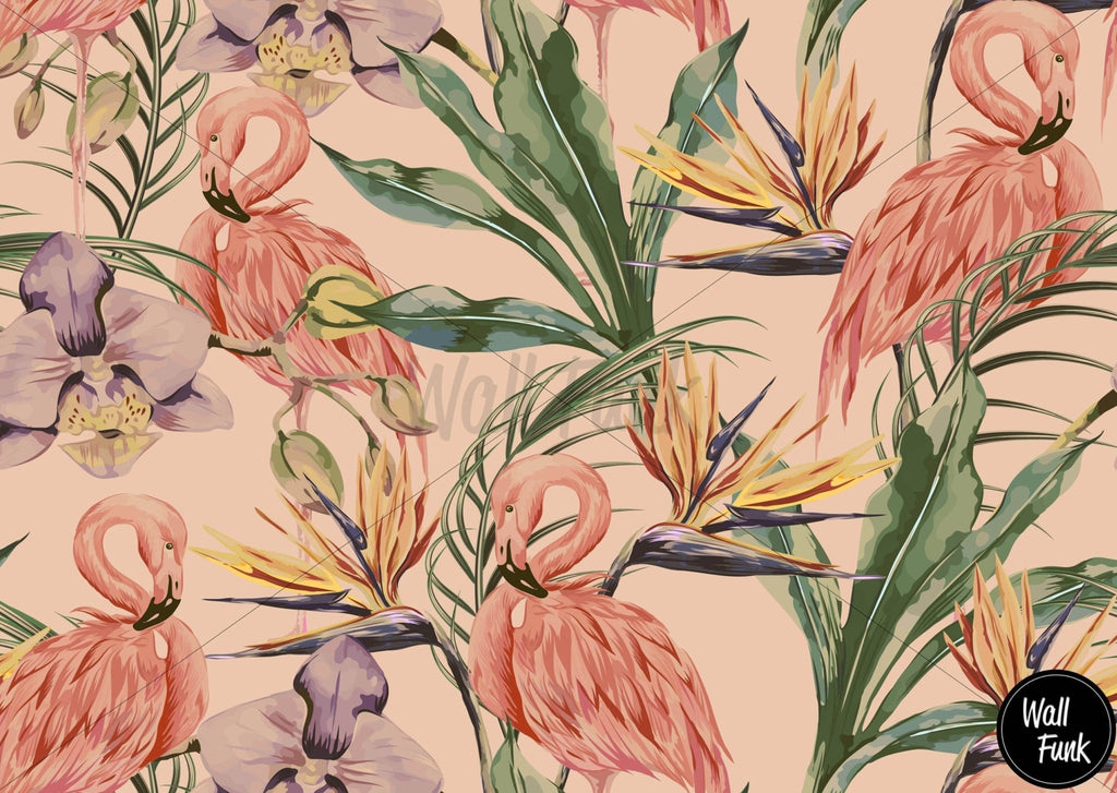 Flamingo Floral Wallpaper Sample - Wall Funk