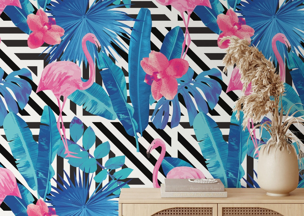 Flamingoes Tropical Wallpaper - Wall Funk