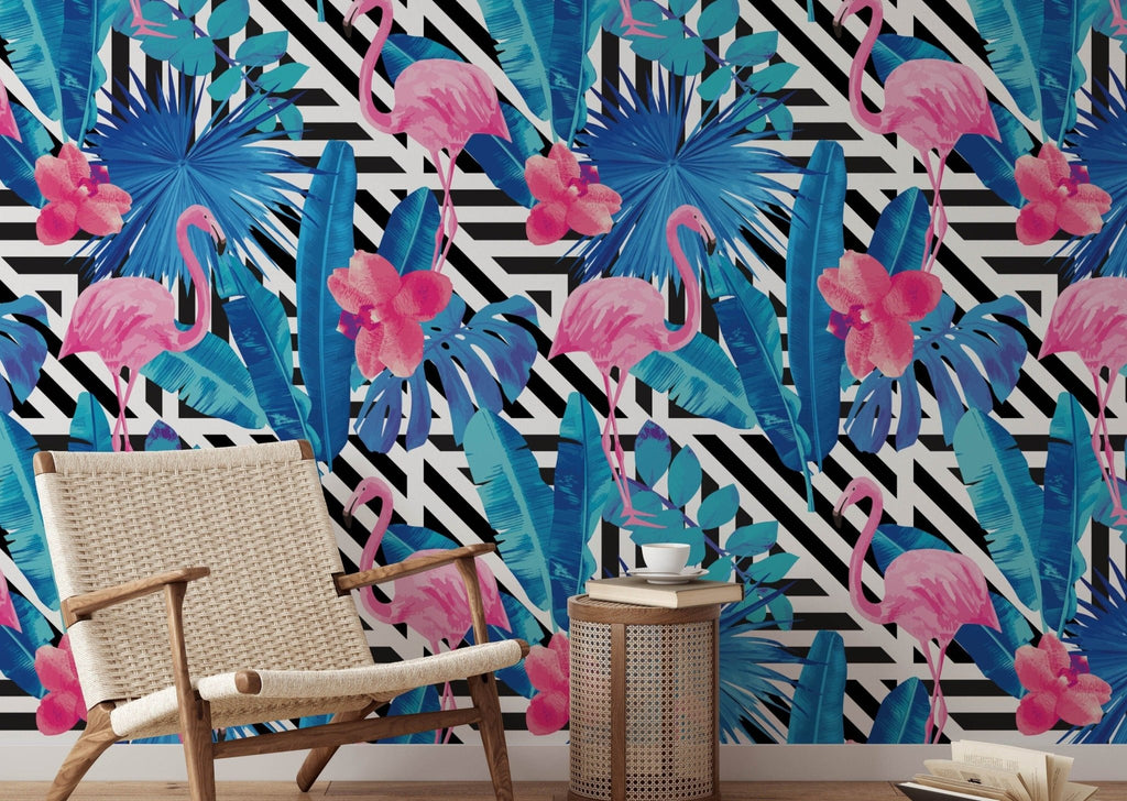 Flamingoes Tropical Wallpaper - Wall Funk