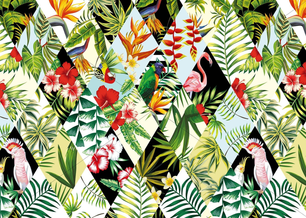 Geometric Birds Tropical Wallpaper Sample - Wall Funk