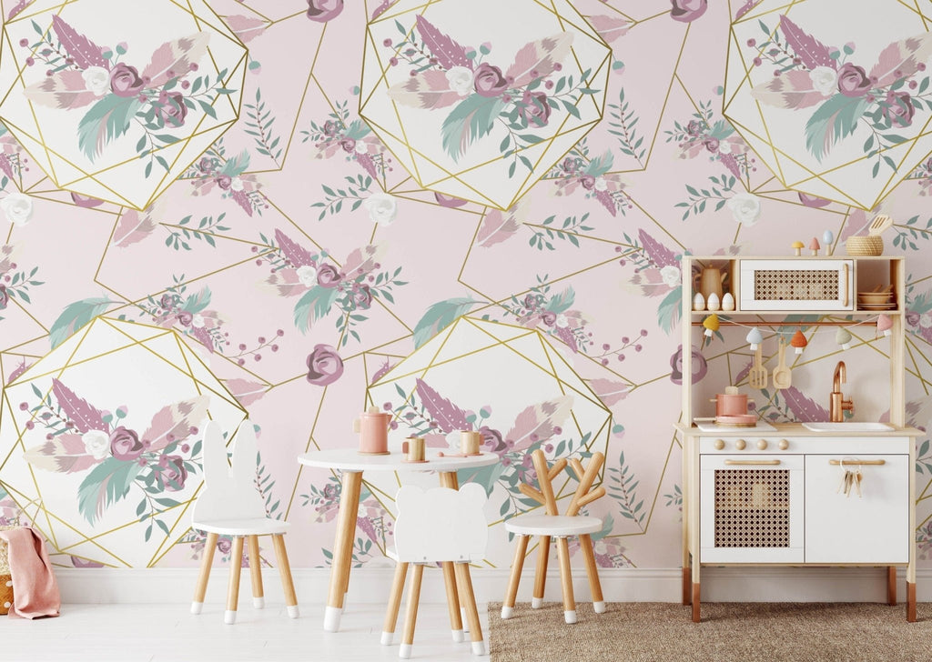 Geometric Floral Wallpaper - Wall Funk