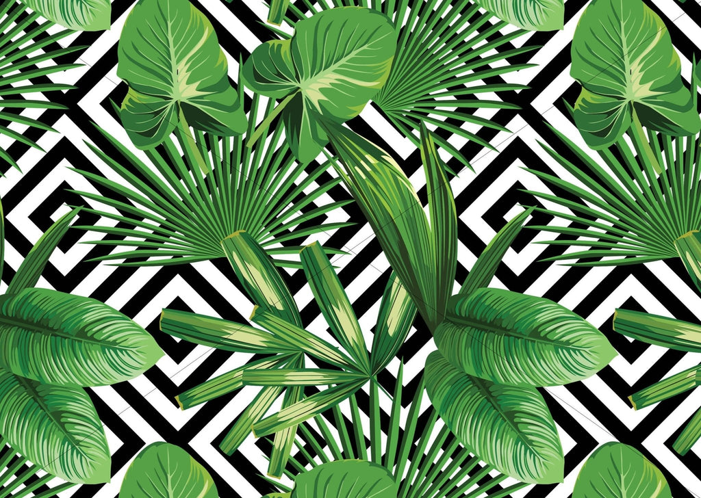 Geometric Monstera Leaf Wallpaper Sample - Wall Funk