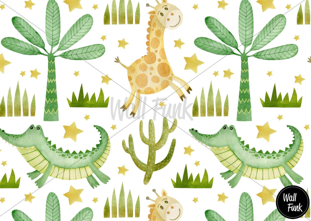 Giraffe & Crocodile Safari Wallpaper Sample - Wall Funk