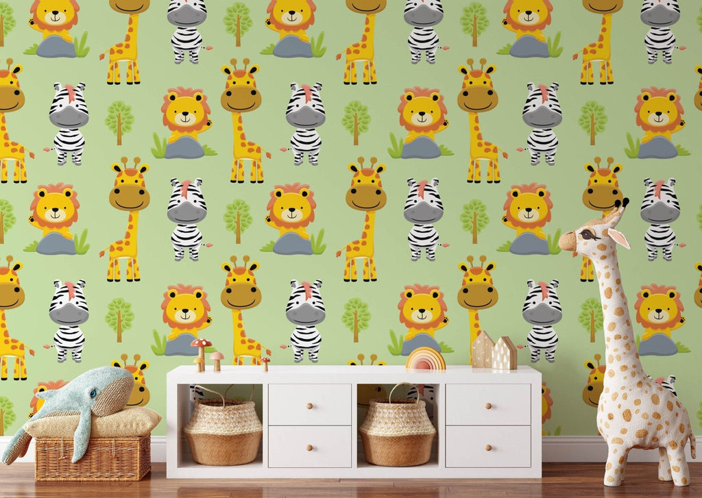 Giraffe & Friends Jungle Wallpaper - Wall Funk
