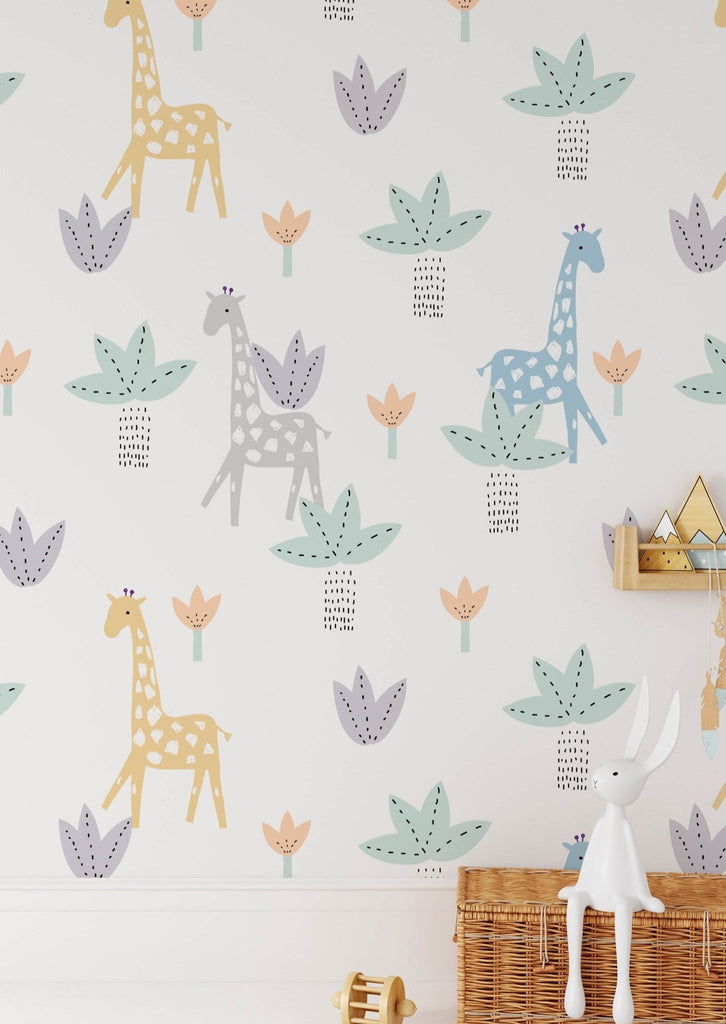 Giraffe Safari Wallpaper - Wall Funk