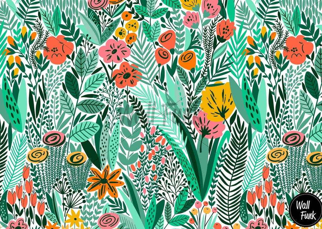 Green Meadow Floral Wallpaper Sample - Wall Funk