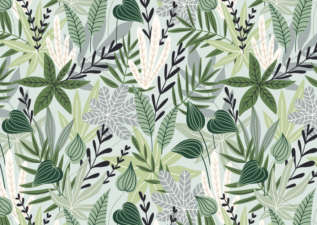 Green Tropical Floral Wallpaper Sample - Wall Funk