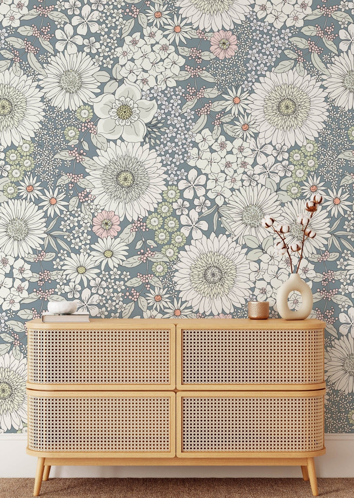 Grey Floral Wallpaper - Wall Funk