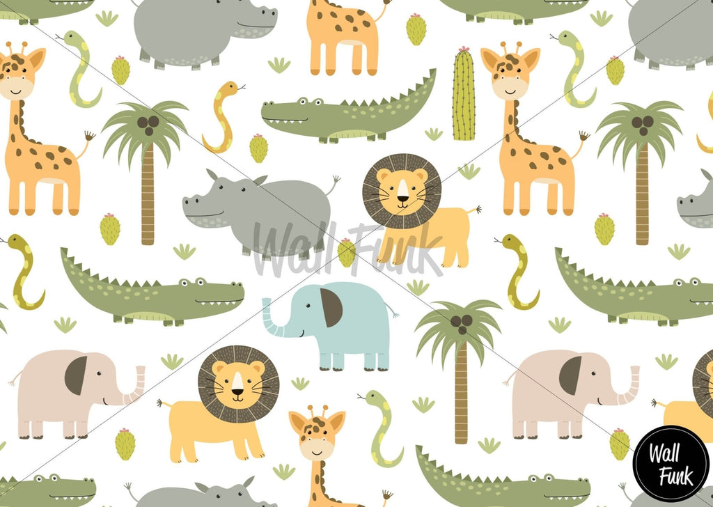 Jungle Animals Wallpaper Sample - Wall Funk