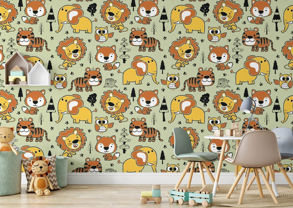 Lion & Friends Safari Wallpaper Sample - Wall Funk