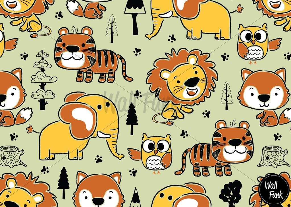 Lion & Friends Safari Wallpaper - Wall Funk