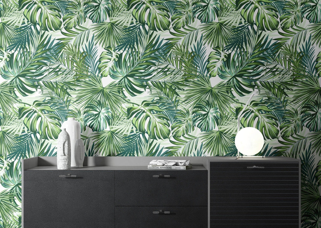 Monstera Leaf Tropical Wallpaper Sample - Wall Funk