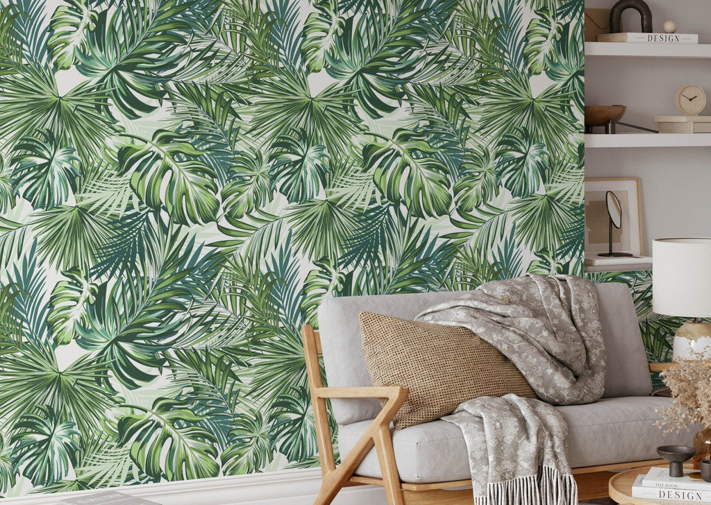 Monstera Leaf Tropical Wallpaper - Wall Funk
