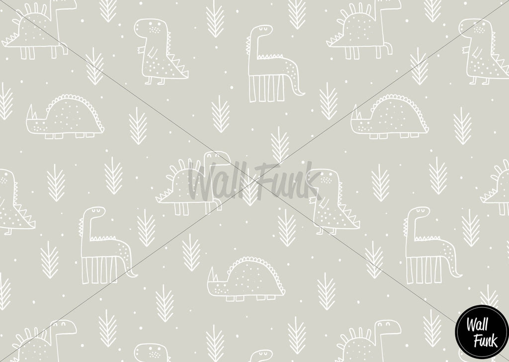 Neutral Dinosaurs Wallpaper - Wall Funk
