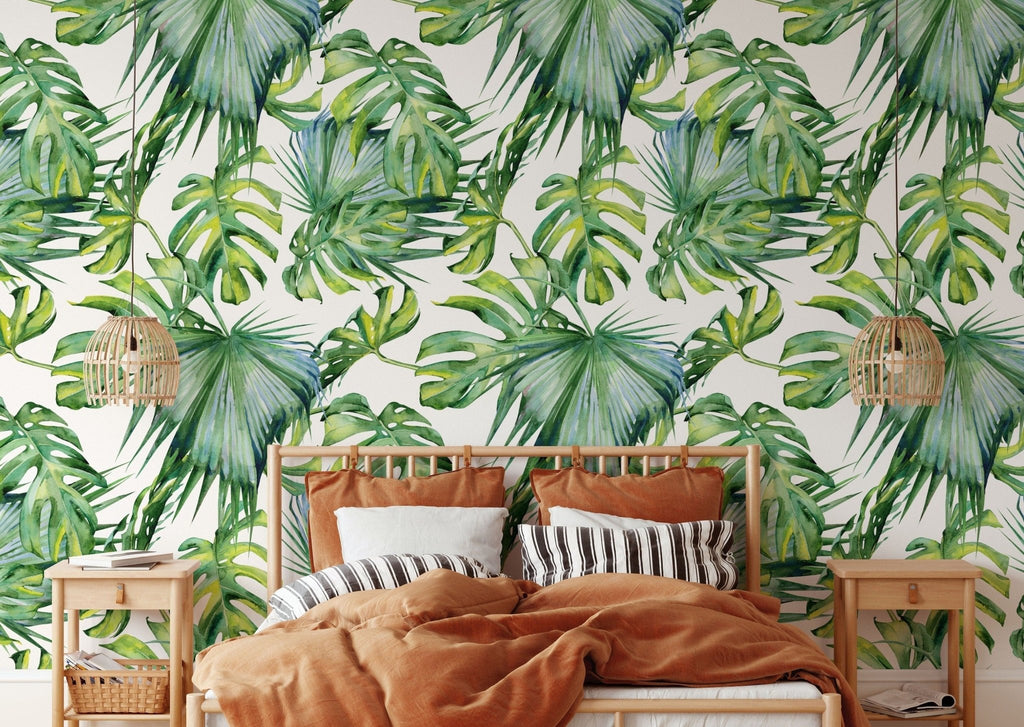 Palm Leaves Tropical Wallpaper Sample - Wall Funk