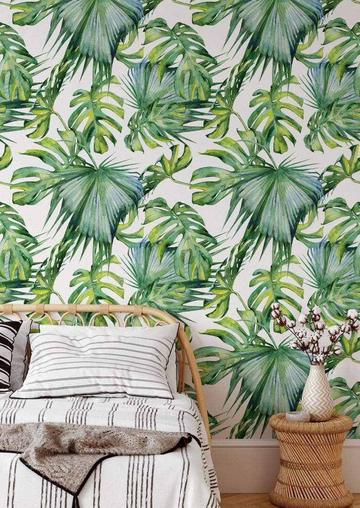 Palm Leaves Tropical Wallpaper - Wall Funk