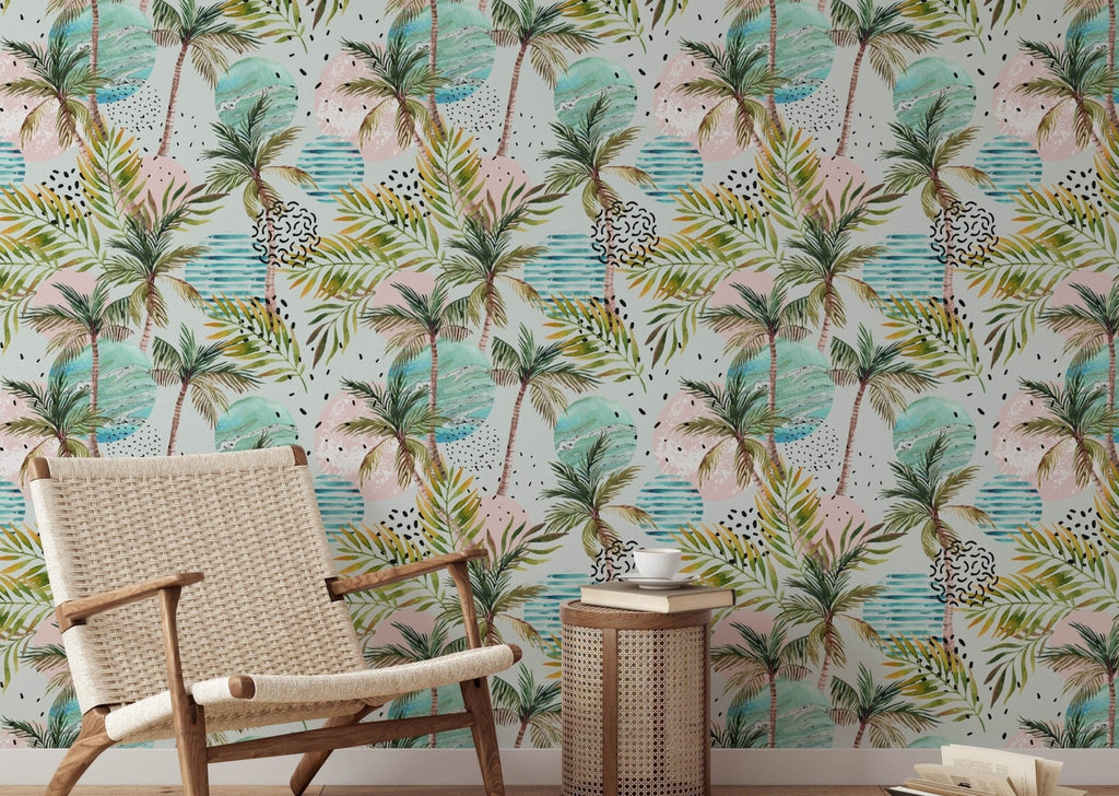 Palm Trees Tropical Wallpaper Sample - Wall Funk