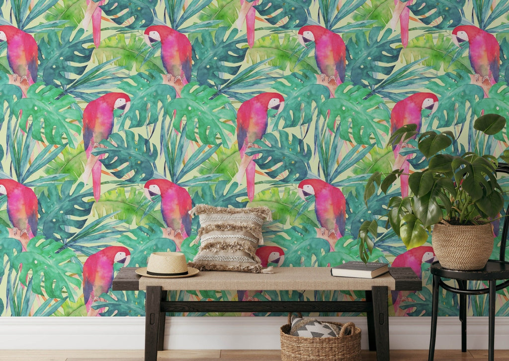 Parrots Tropical Wallpaper Sample - Wall Funk