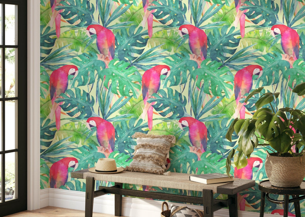 Parrots Tropical Wallpaper - Wall Funk