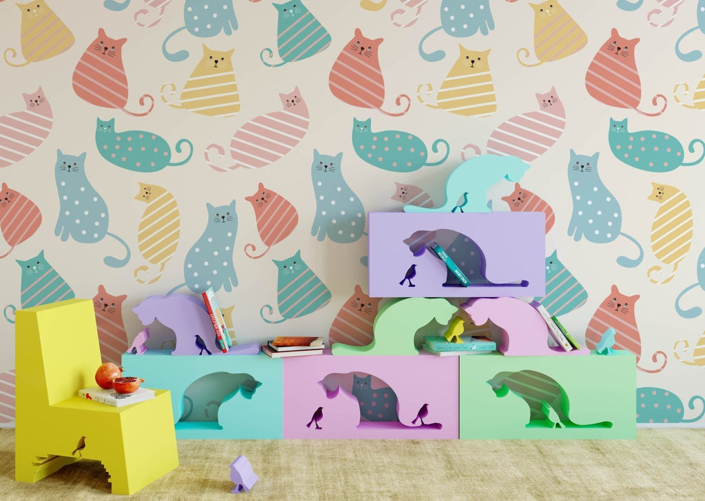 Pastel Cats Wallpaper Sample - Wall Funk