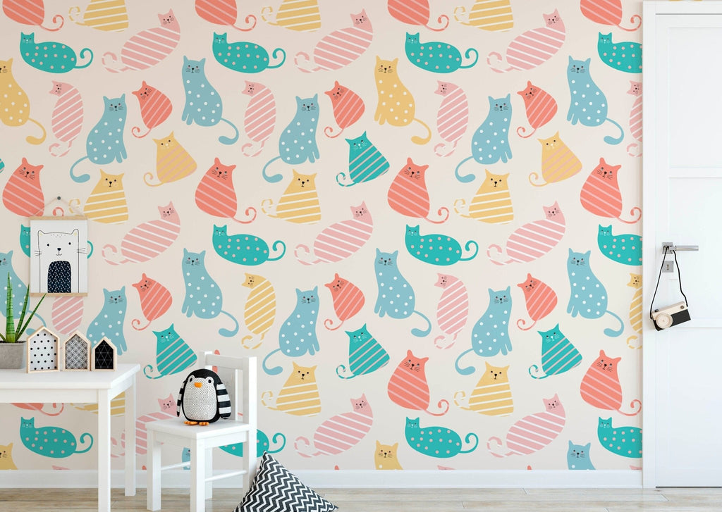 Pastel Cats Wallpaper - Wall Funk