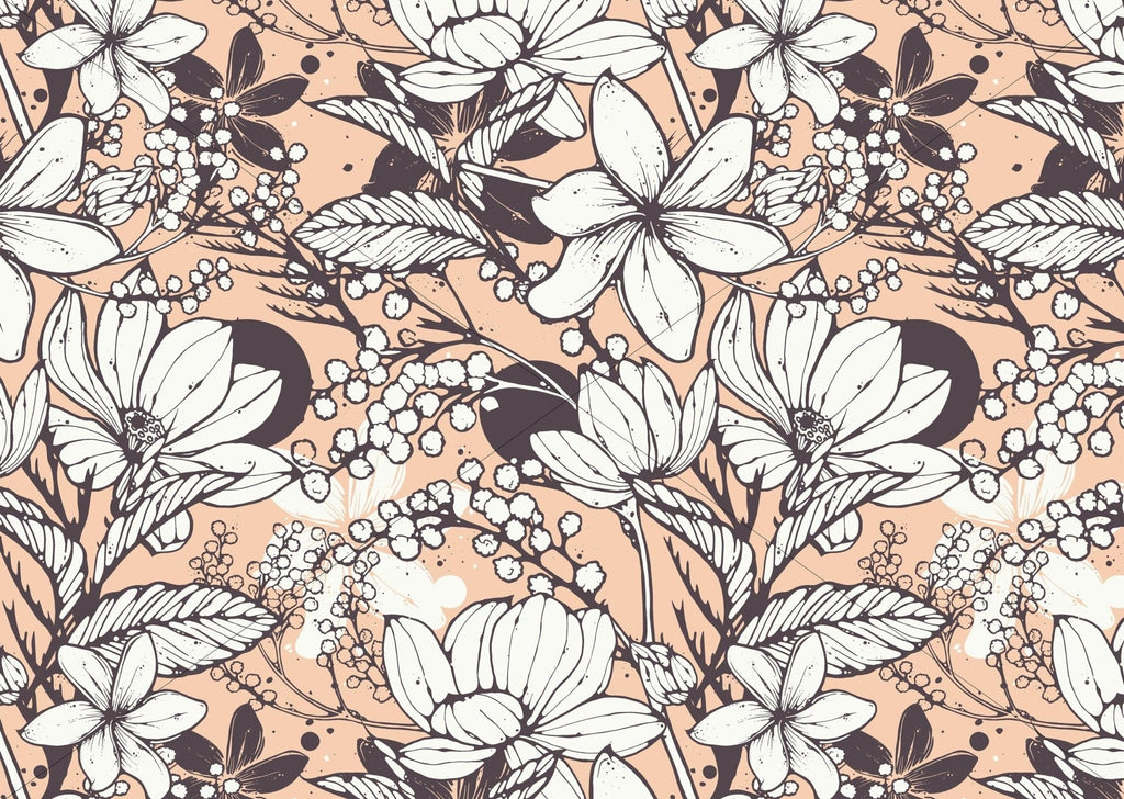 Peach Floral Wallpaper - Wall Funk