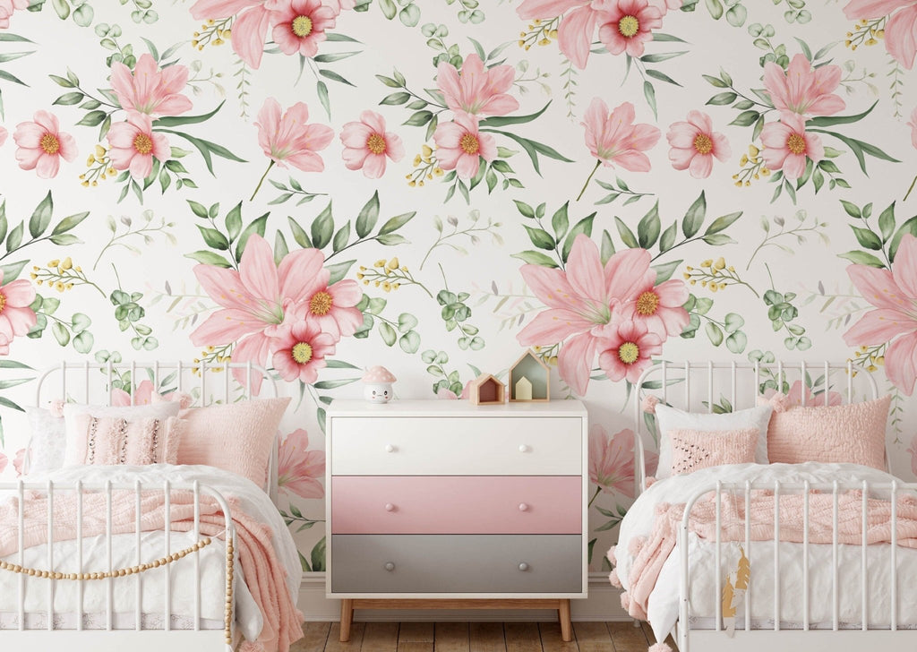 Pink Floral Wallpaper Sample - Wall Funk