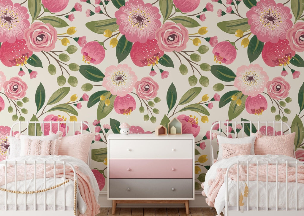 Pink Floral Wallpaper - Wall Funk