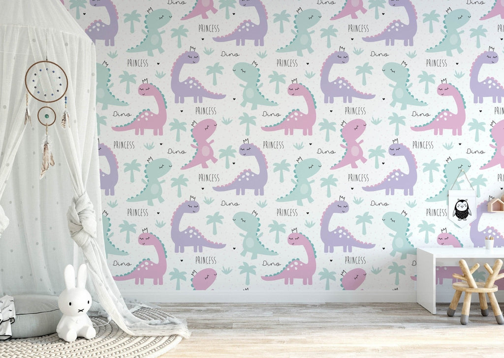 Pink & Purple Dinosaurs Wallpaper Sample - Wall Funk