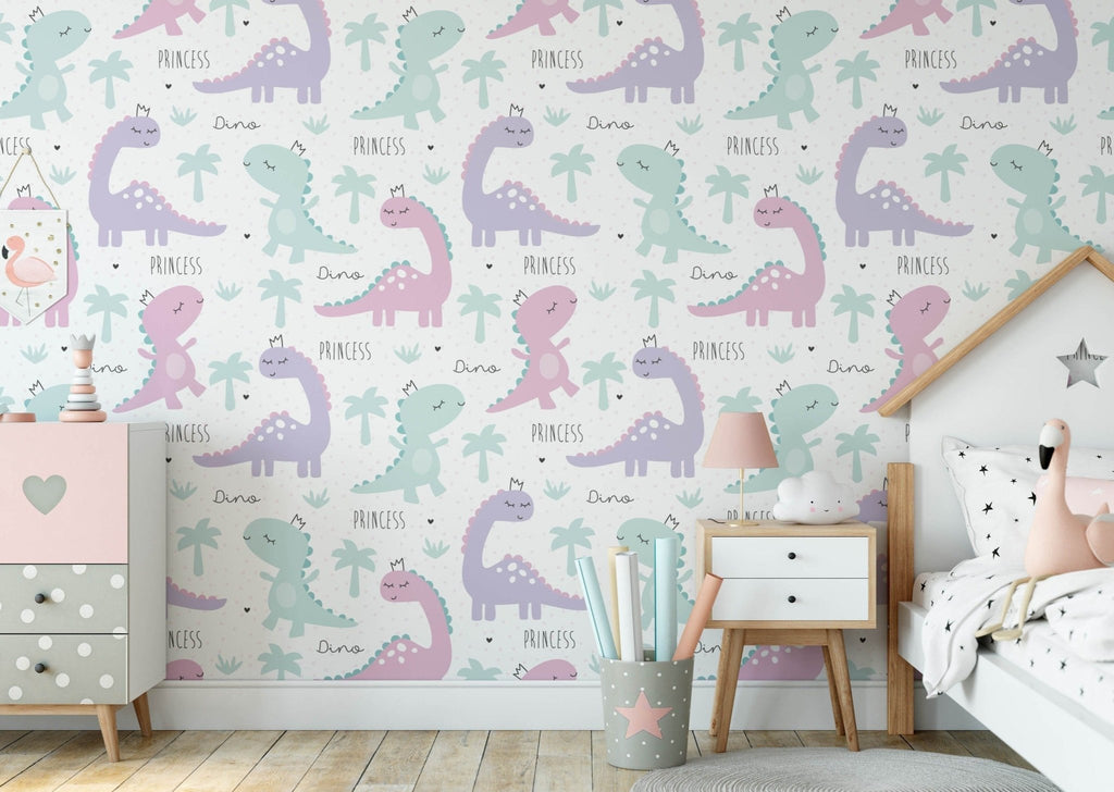 Pink & Purple Dinosaurs Wallpaper Sample - Wall Funk