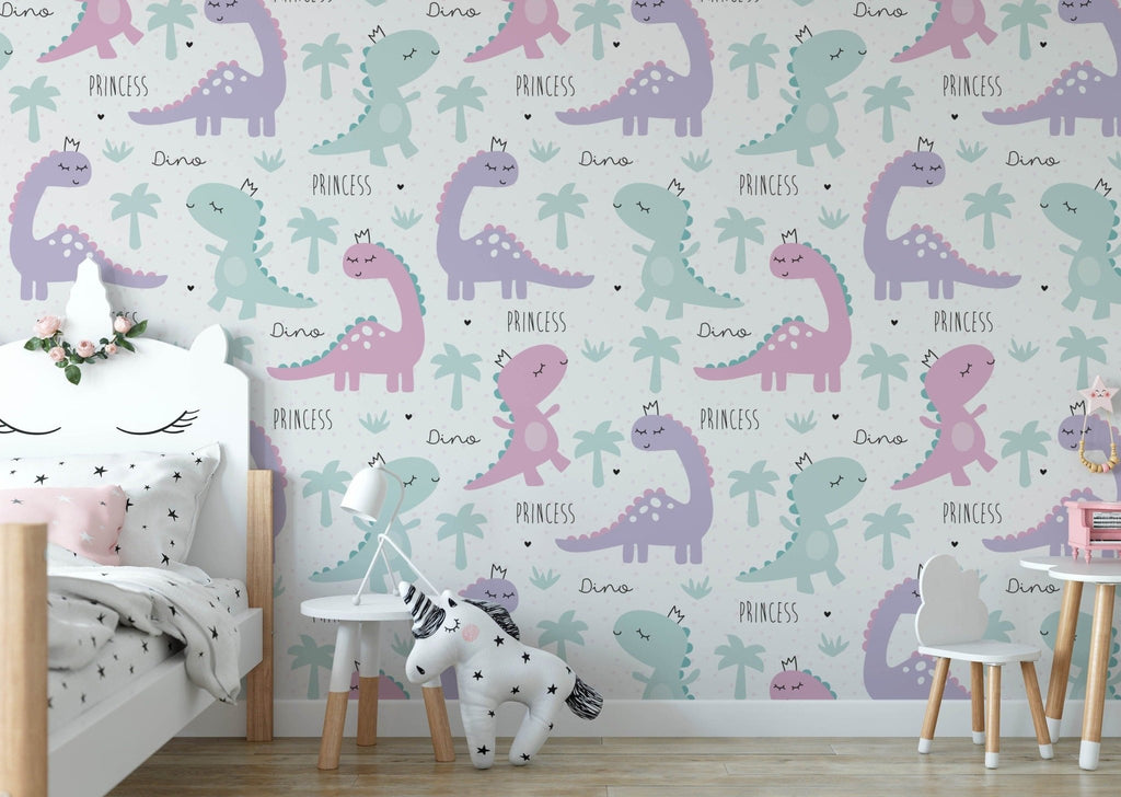 Pink & Purple Dinosaurs Wallpaper - Wall Funk