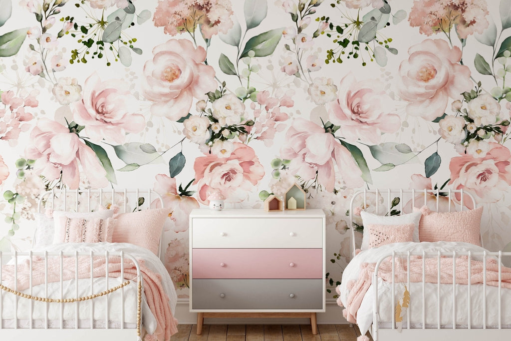Pink Rose Floral Wallpaper Sample - Wall Funk