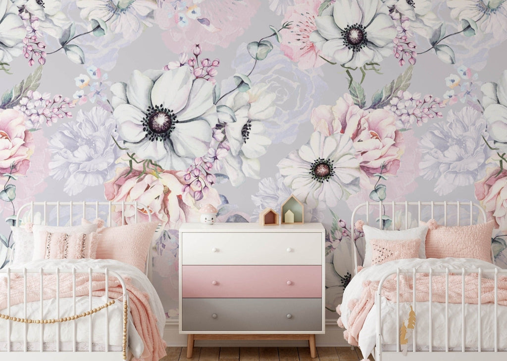 Purple Floral Wallpaper Sample - Wall Funk