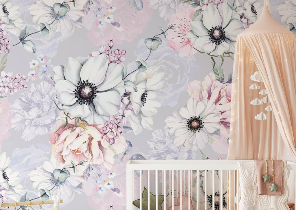 Purple Floral Wallpaper Sample - Wall Funk