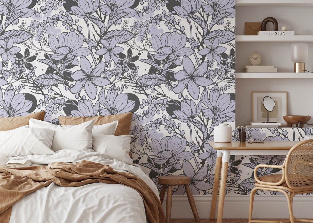 Purple Floral Wallpaper - Wall Funk