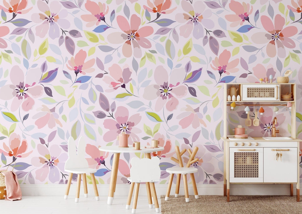 Purple & Pink Floral Wallpaper - Wall Funk
