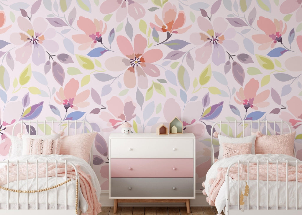 Purple & Pink Floral Wallpaper - Wall Funk