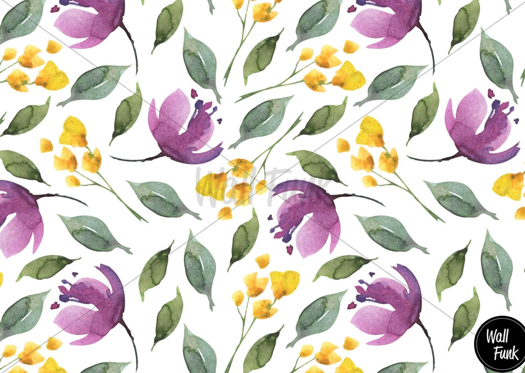 Purple Watercolour Floral Wallpaper - Wall Funk