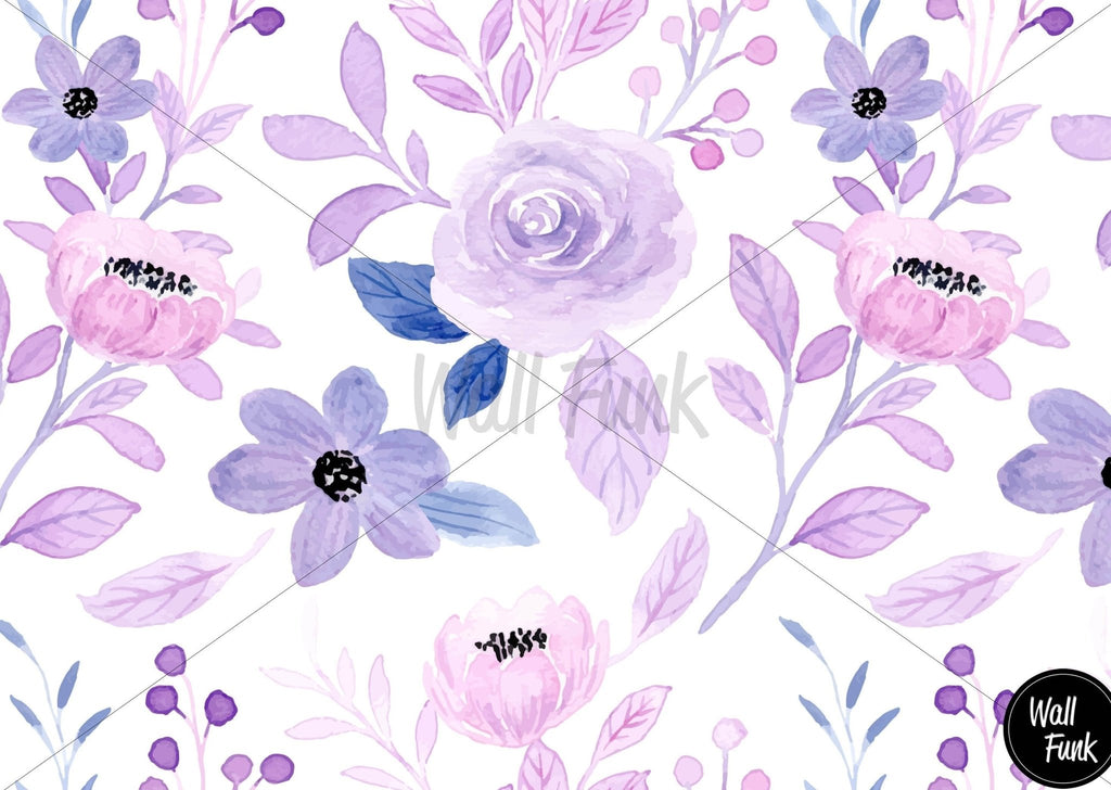 Purple Watercolour Floral Wallpaper - Wall Funk