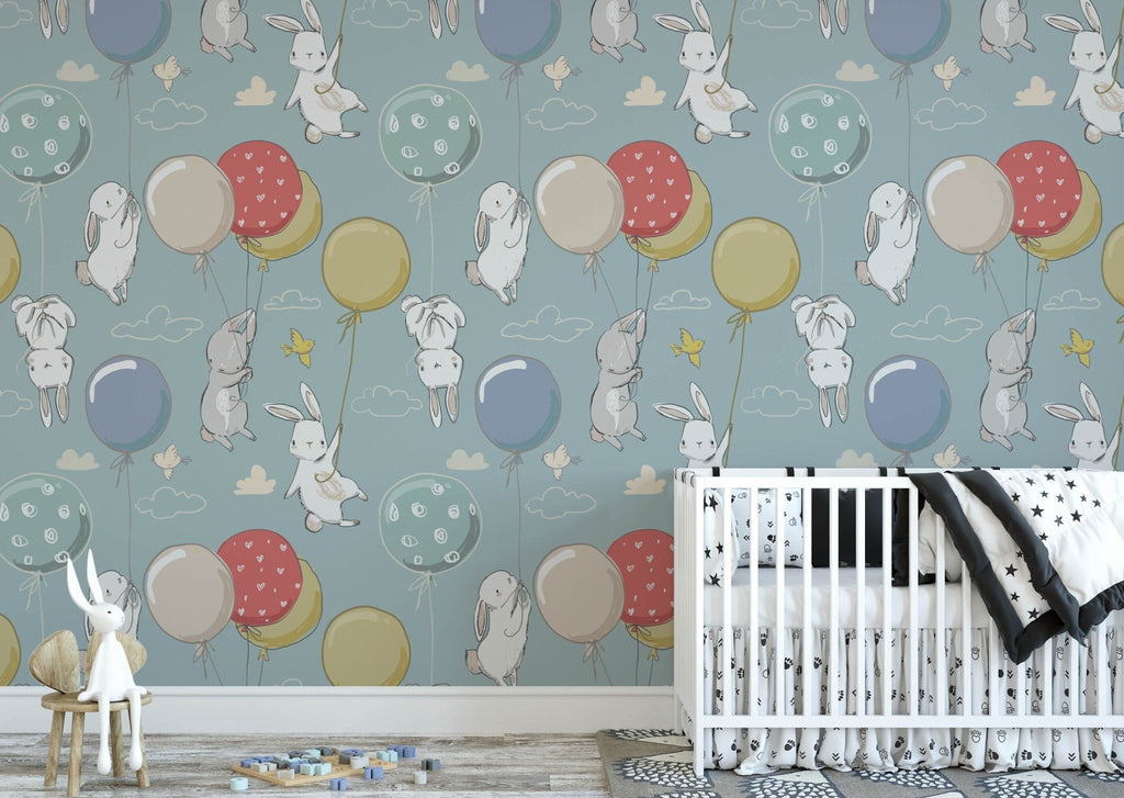 Rabbits & Balloons Wallpaper Sample - Wall Funk
