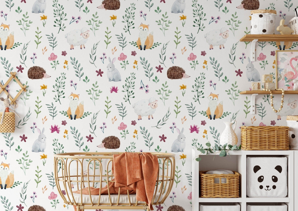 Rabbits & Foxes Woodland Wallpaper Sample - Wall Funk