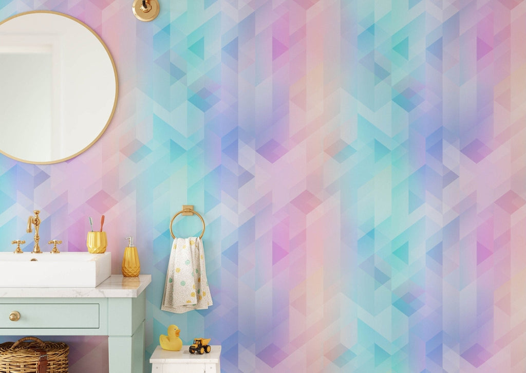 Rainbow Geometric Wallpaper Sample - Wall Funk