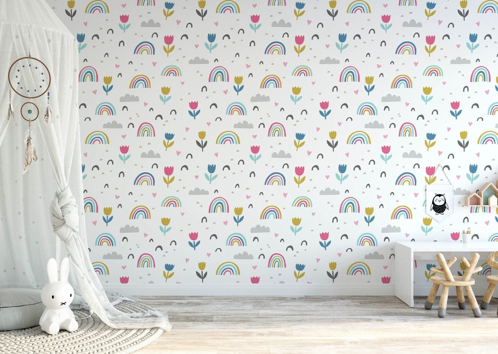 Rainbows & Tulips Wallpaper Sample - Wall Funk