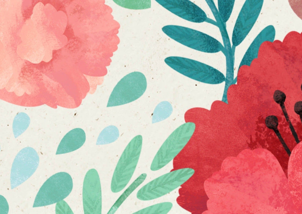 Red & Pink Flowers Watercolour Wallpaper Sample - Wall Funk