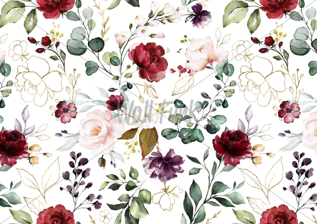 Red Rose Floral Wallpaper - Wall Funk