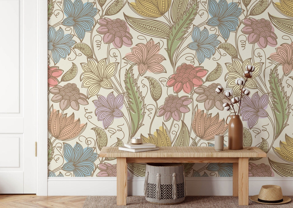 Retro Floral Wallpaper Sample - Wall Funk