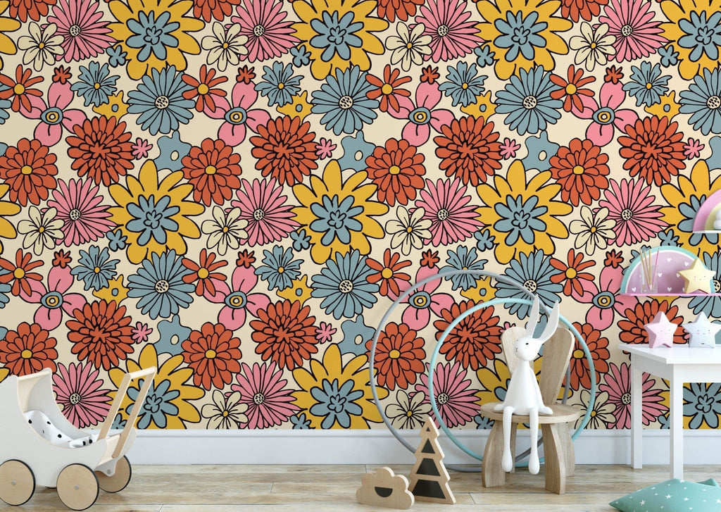 Retro Floral Wallpaper Sample - Wall Funk